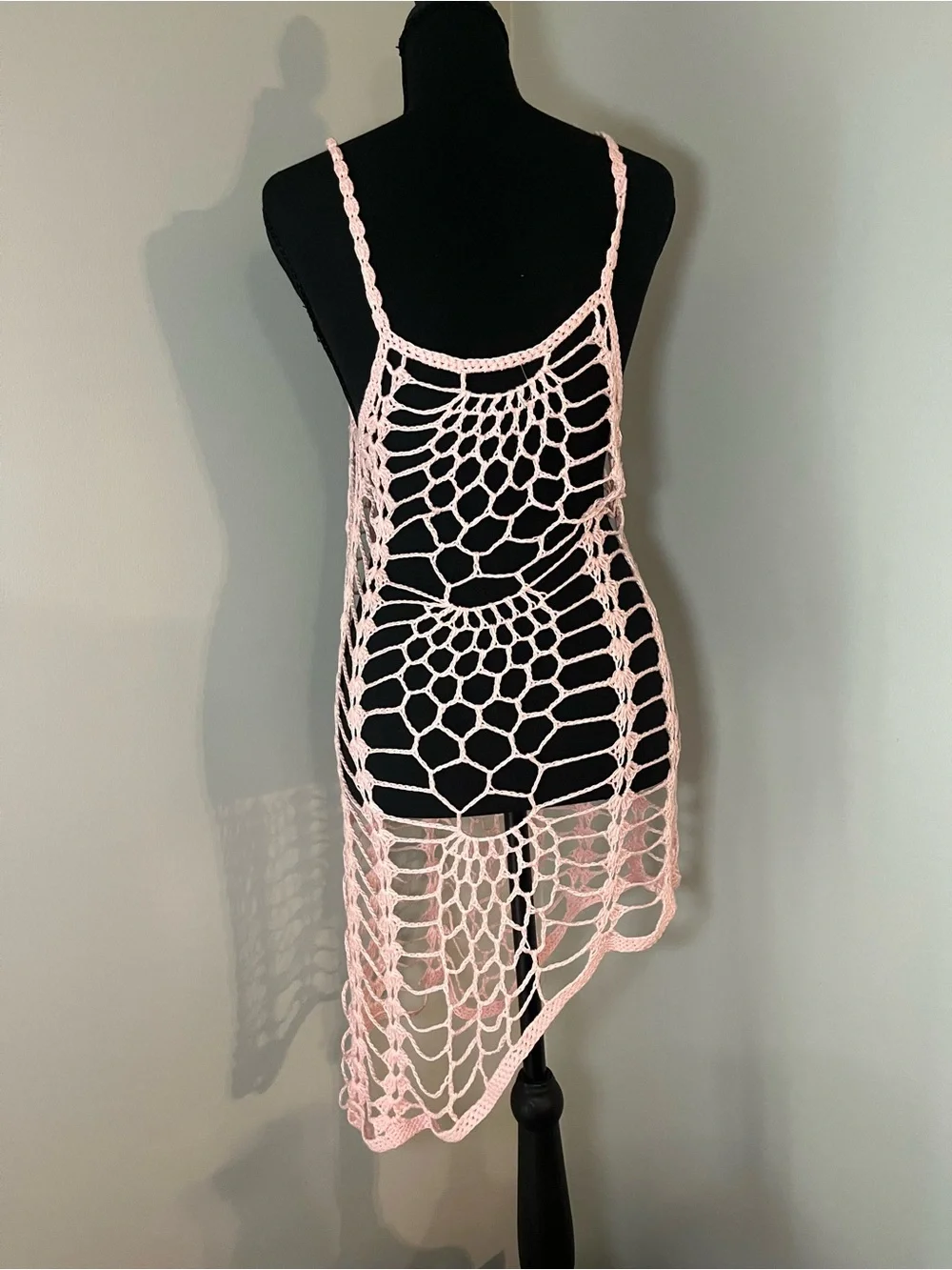 Handmade Pink Crochet Cover-Up Dress